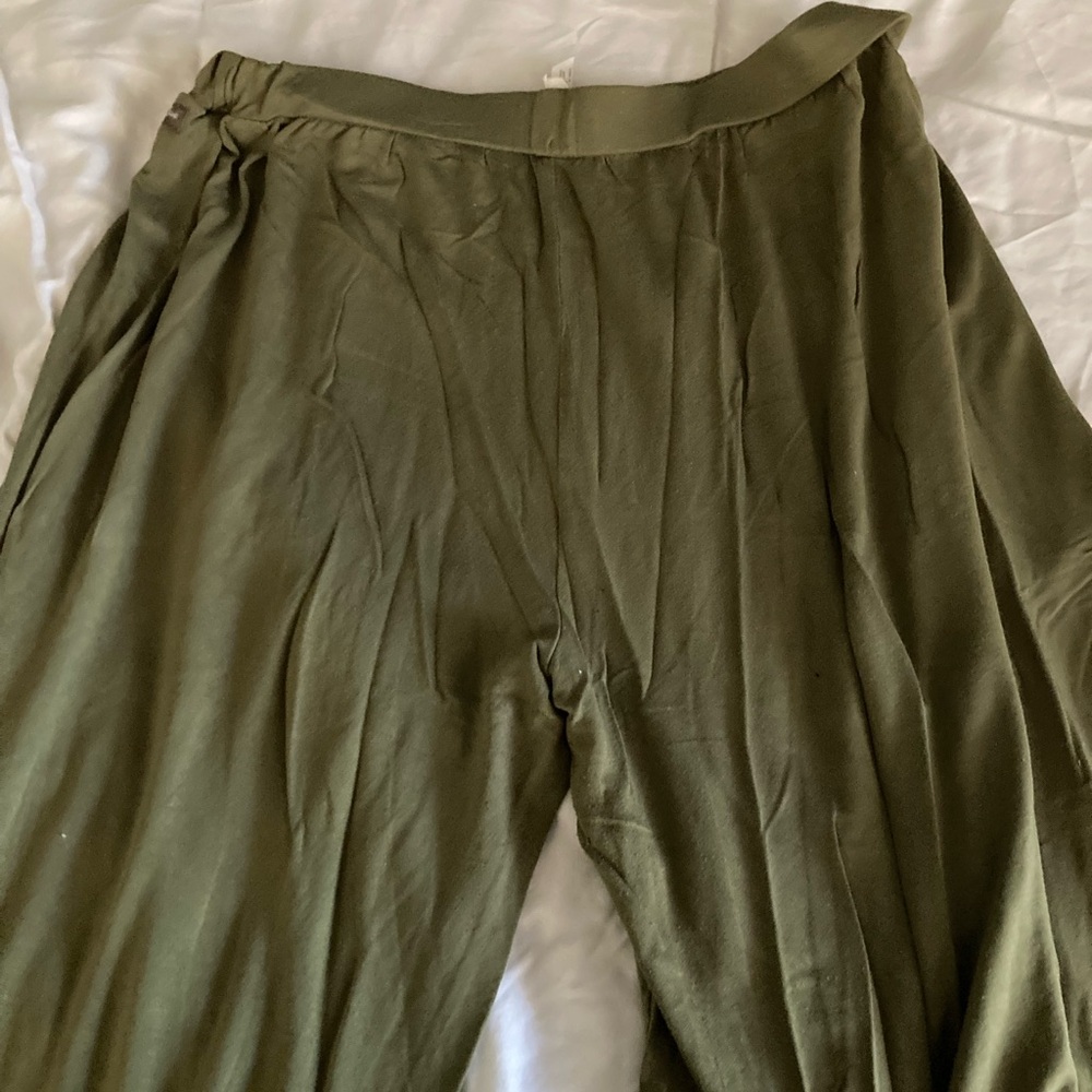 Matilda Jane Faux Wrap Olive Green wide leg cropped pants large
